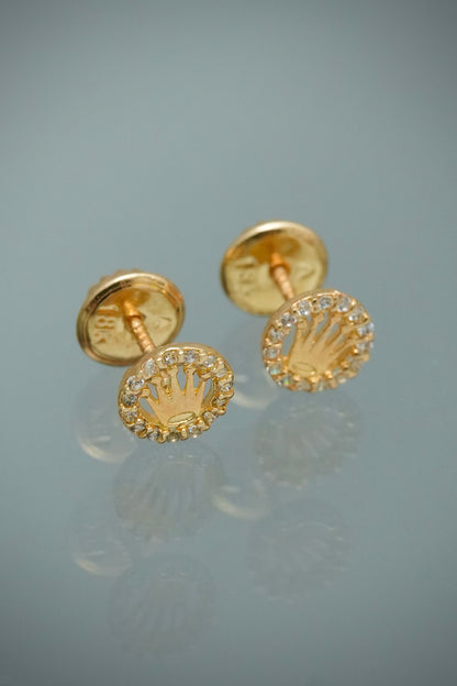 Topos Corona Rx con Swarovski Blanco 0.7gr / 0.5cm / 5mm — Oro Amarillo