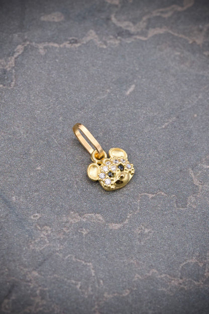 Dije oso con swarovski gris 0.5gr / Largo 1.1cm / Oro Amarillo Nac B