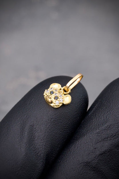 Dije oso con swarovski gris 0.5gr / Largo 1.1cm / Oro Amarillo Nac B