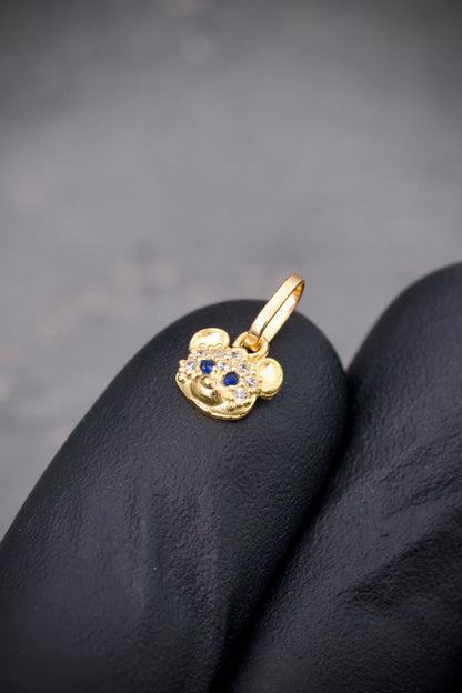 Dije oso con swarovski azul 0.55gr / Largo 1.1cm — Oro Amarillo