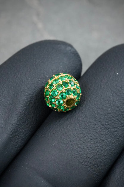 Herraje Bola de Fuego con Swarovski Verde 2.6gr / 0.8cm / 8mm — Oro Amarillo