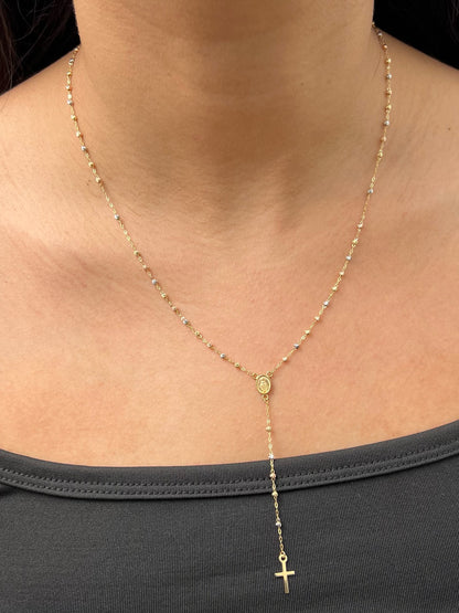 Rosario diamantado virgen de la milagrosa 3.45gr / Largo 50cm / Tres Oros italy +4 M