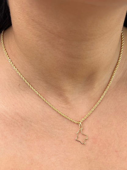 Dije silueta mapa de colombia 0.75gr / Largo 2.5cm / Oro Amarillo Nac P