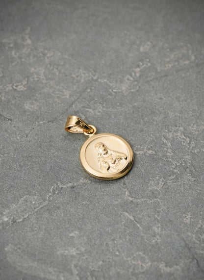 Dije virgen del carmen y corazon de jesus 0.6gr / Largo 1.8cm — Oro Amarillo