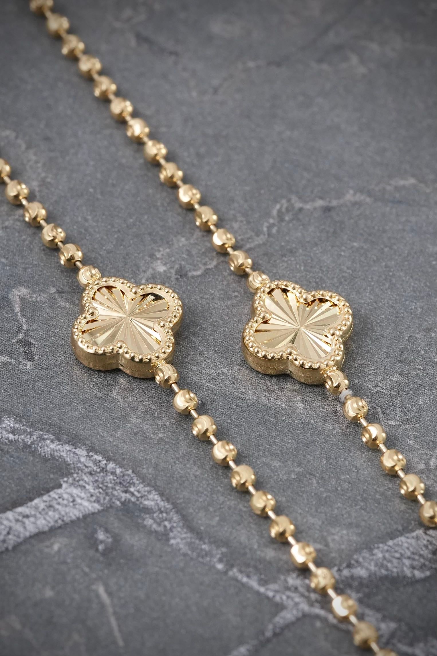 Cadena lucky clover diamantada 9.65gr / Largo 45cm / Oro Amarillo (Joya) M