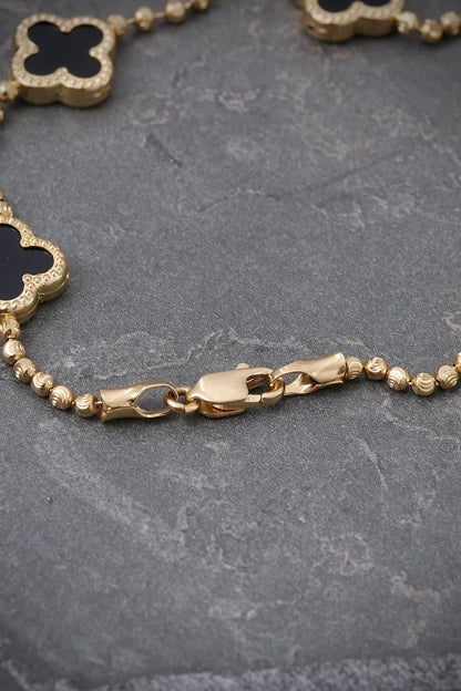 Pulso lucky clover negro 5.3gr / Largo 19cm / Oro Amarillo (Joya) B