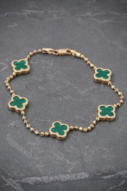 Pulso lucky clover verde 5.1gr / Largo 18.5cm / Oro Amarillo (Joya) M