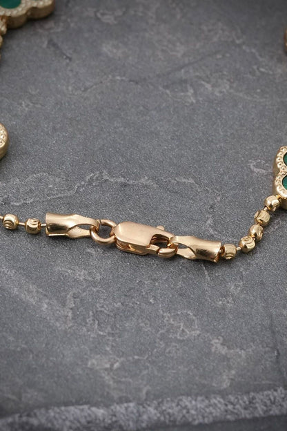 Pulso lucky clover verde 5.1gr / Largo 18.5cm / Oro Amarillo (Joya) M