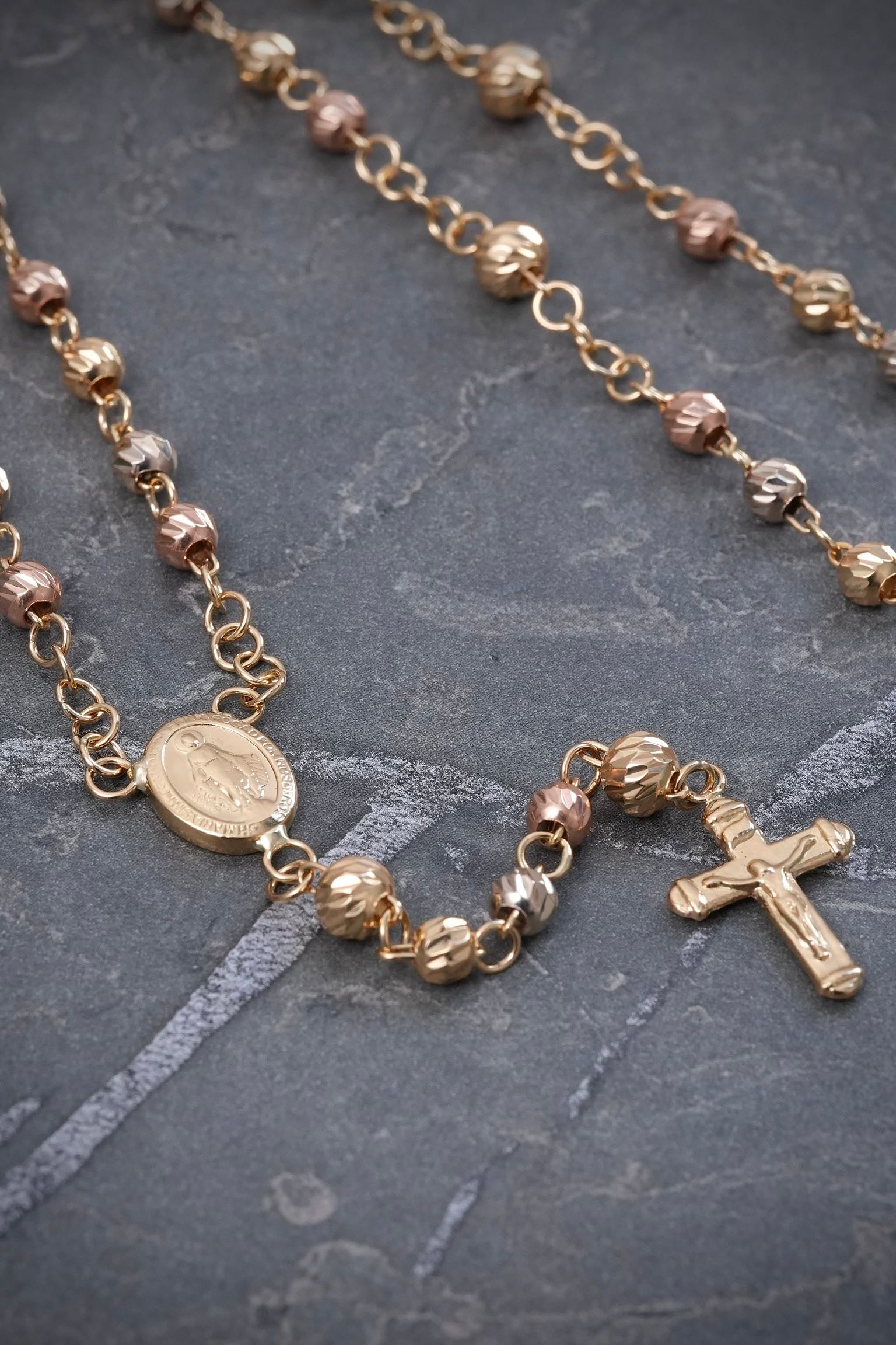Rosario diamantado virgen de la milagrosa 10.95gr / Largo 50cm / Tres Oros (Joya) B
