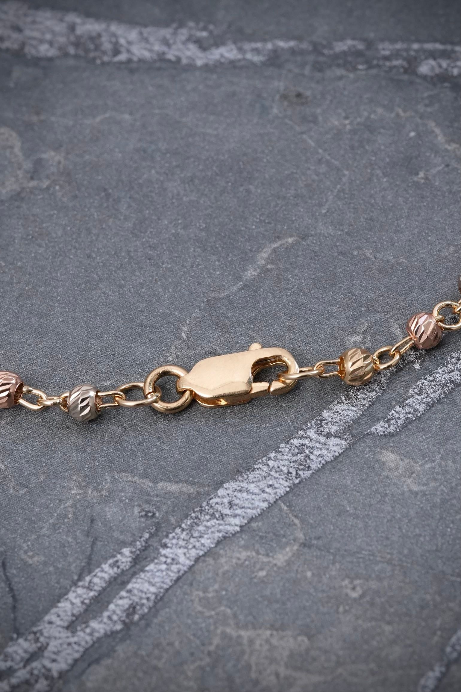 Rosario diamantado virgen de la milagrosa 8.7gr / Largo 45cm / Tres Oros (Joya) B