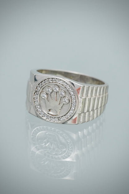 Anillo Rx con Swarovski Blanco 9.6gr / Talla 9 1/4 — Plata 925