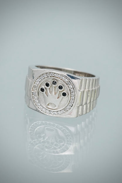 Anillo Rx con Swarovski Negro 9.5gr / Talla 9 1/4 — Plata 925
