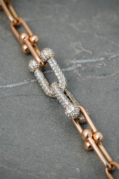 Pulso Rustico con Swarovski Blanco 9.5gr / 18cm / 9.3mm — Dos Oros