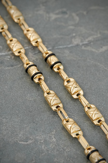 Cadena Rx con Caucho Negro 12gr / 60cm / 4.2mm — Oro Amarillo