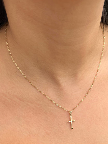 Dije de cruz lisa 0.4gr / 2.3cm / 10mm — Oro Amarillo
