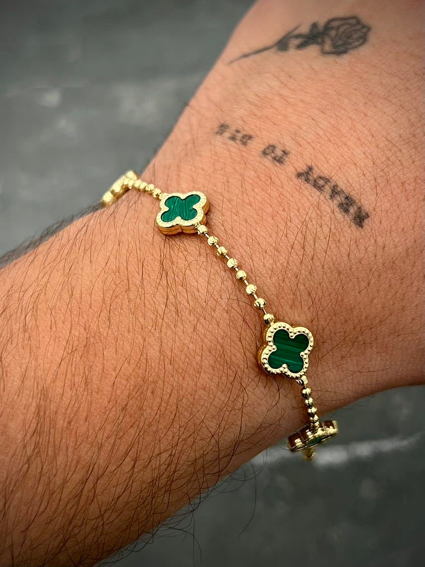 Pulso lucky clover verde 5.1gr / Largo 18.5cm / Oro Amarillo (Joya) M