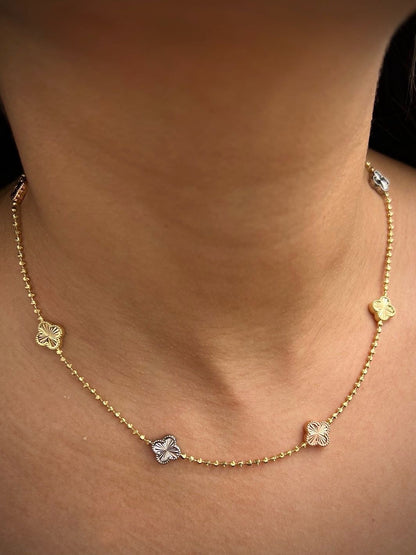 Cadena lucky clover diamantado luna 9.9gr / Largo 45cm / Tres Oros (Joya) B