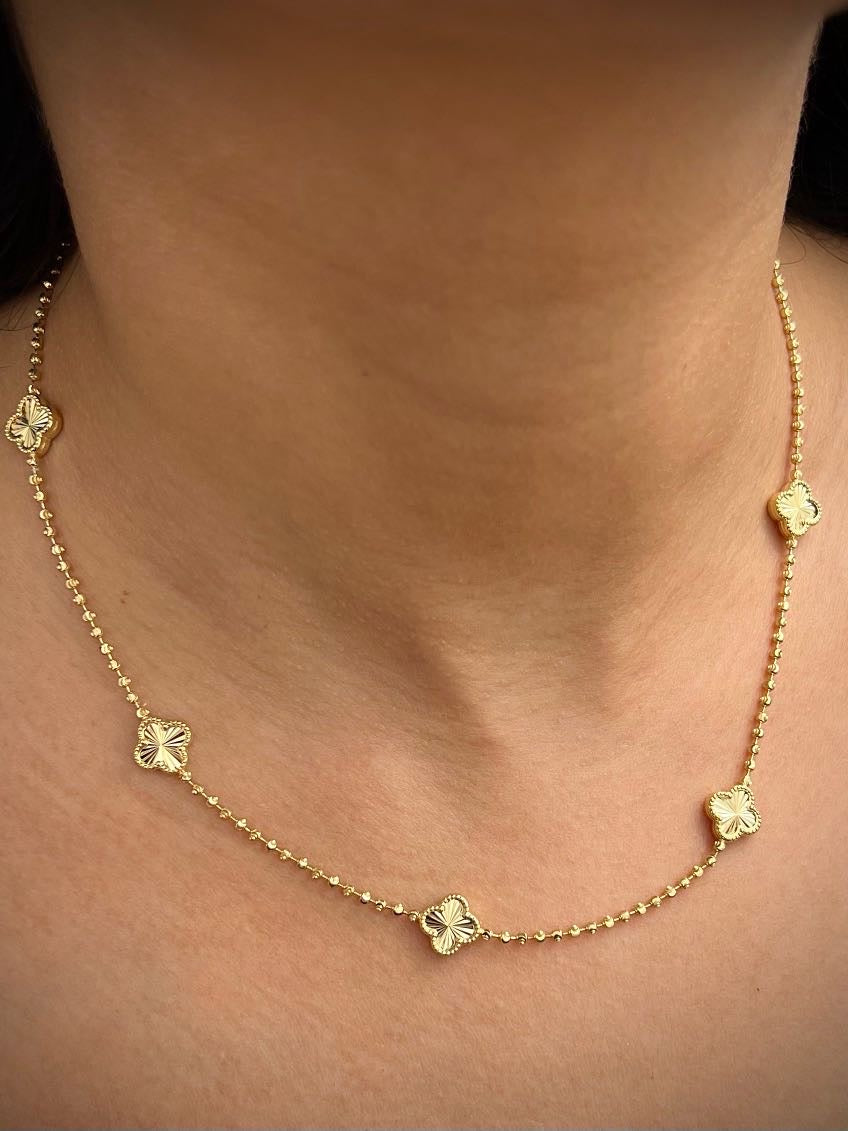 Cadena lucky clover diamantada 9.65gr / Largo 45cm / Oro Amarillo (Joya) M