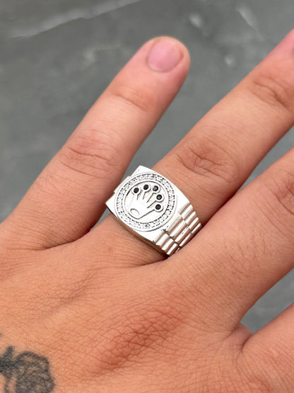 Anillo Rx con Swarovski Negro 9.5gr / Talla 9 1/4 — Plata 925