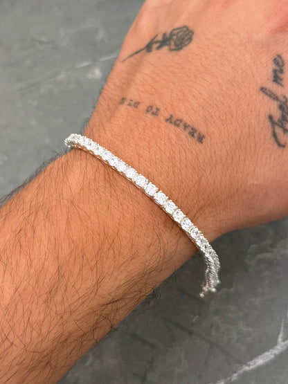 Pulso con Swarovski Blanco 16.7gr / 20cm / 3.6mm — Plata 925