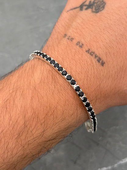 Pulso con Swarovski Negro 15.7gr / 21cm / 3.7mm — Plata 925