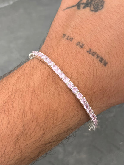 Pulso con Swarovski Rosado 16.1gr / 19.5cm / 3.7mm — Plata 925