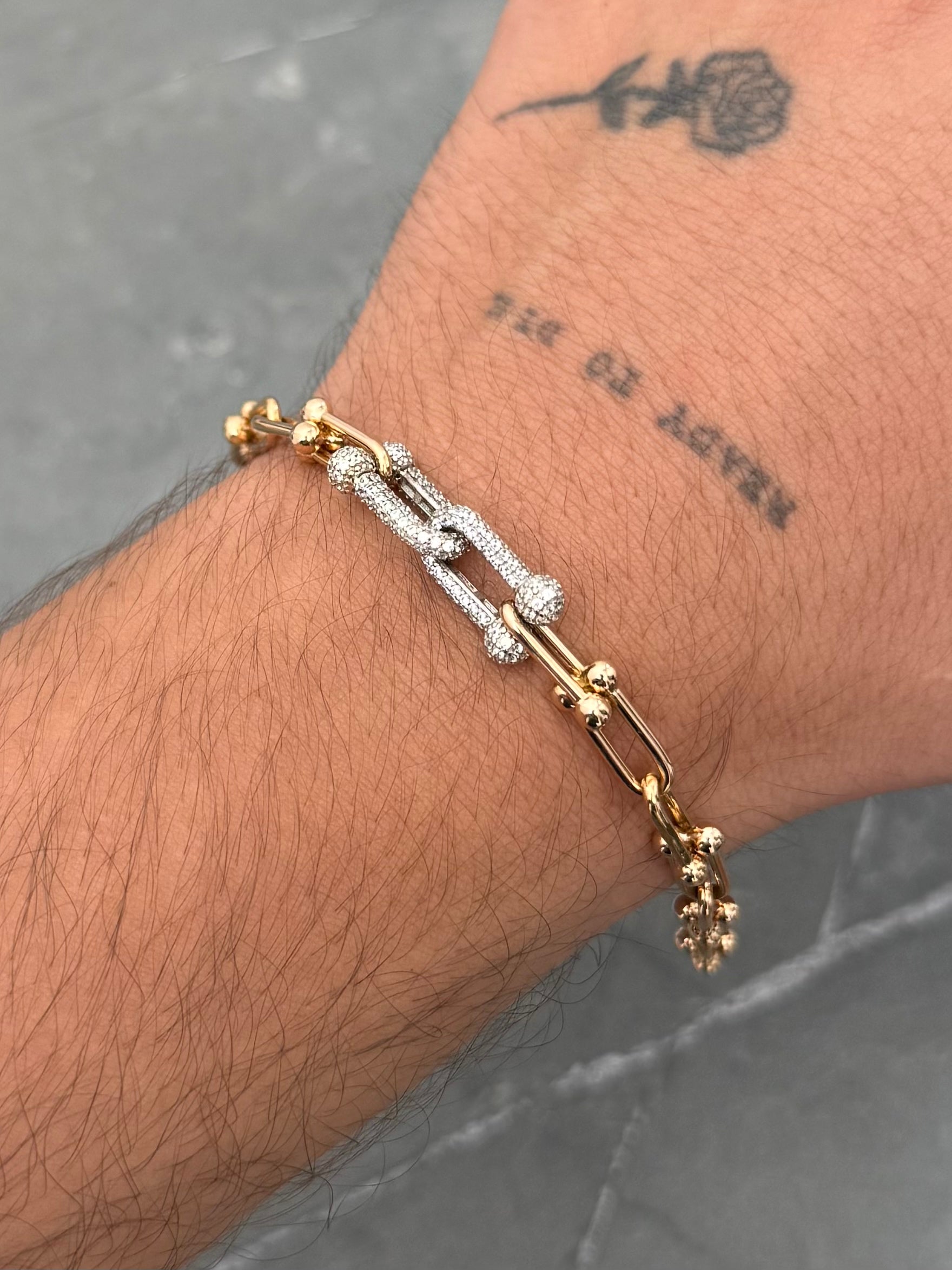Pulso Rustico con Swarovski Blanco 9.5gr / 18cm / 9.3mm — Dos Oros