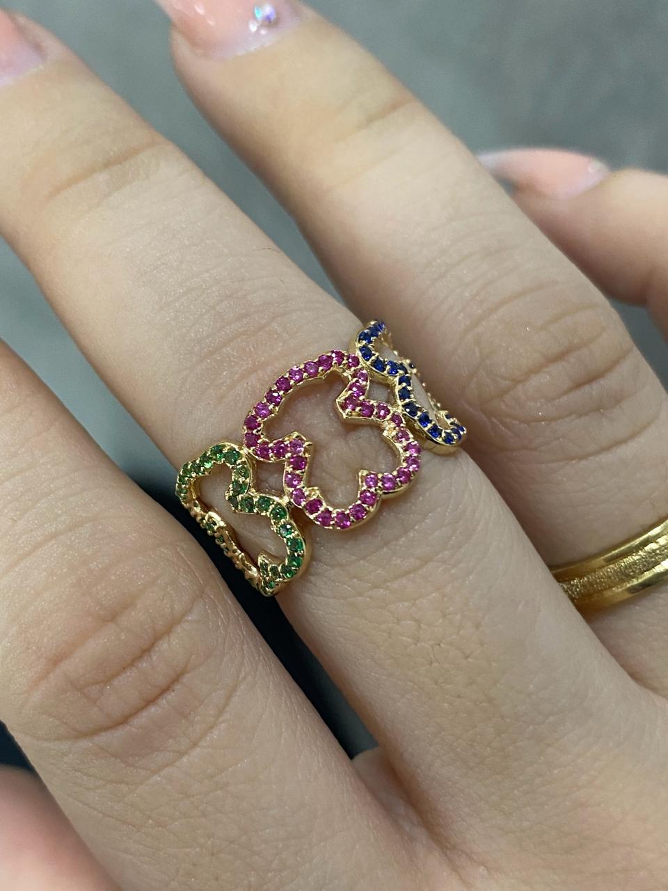 Anillo silueta de oso TH 3.9gr /  Talla 7 / Oro Amarillo Nac P