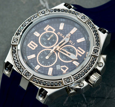 Reloj metal II con 158pts de diamante negro al rededor y 45pts de diamante negro Oro Blanco (Joya) M