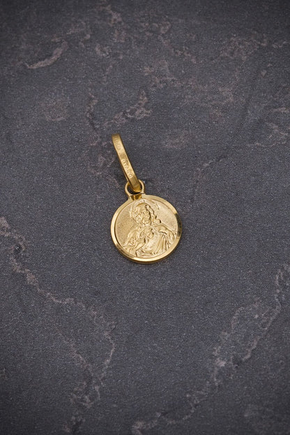 Dije Sagrado Corazon Y Virgen Del CaRmen 0.85gr / Largo 16cm / Oro Amarillo italy +2 M