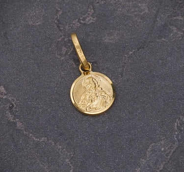 Dije Sagrado Corazon Y Virgen Del CaRmen 0.85gr / Largo 16cm / Oro Amarillo italy +2 M