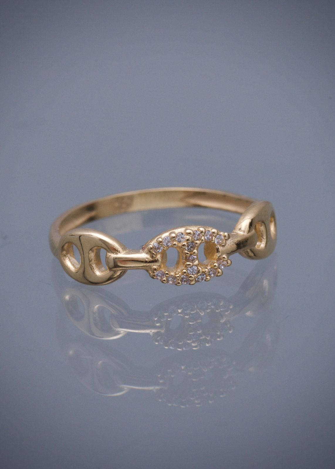 Anillo gc con swarovski blanco 2.05gr / TALLA 7 / Oro Amarillo Nac M