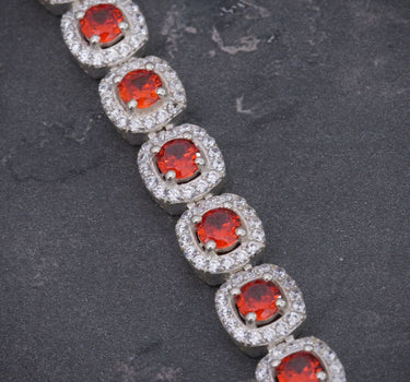Pulso tenis con swarovski naranja y blanco 23.55gr / Largo 19.5cm / P