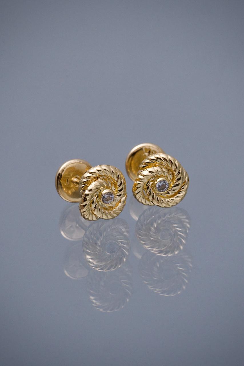 Topos flor con swarovski blanco 0.75gr / Largo 0.7cm / Oro Amarillo Nac B