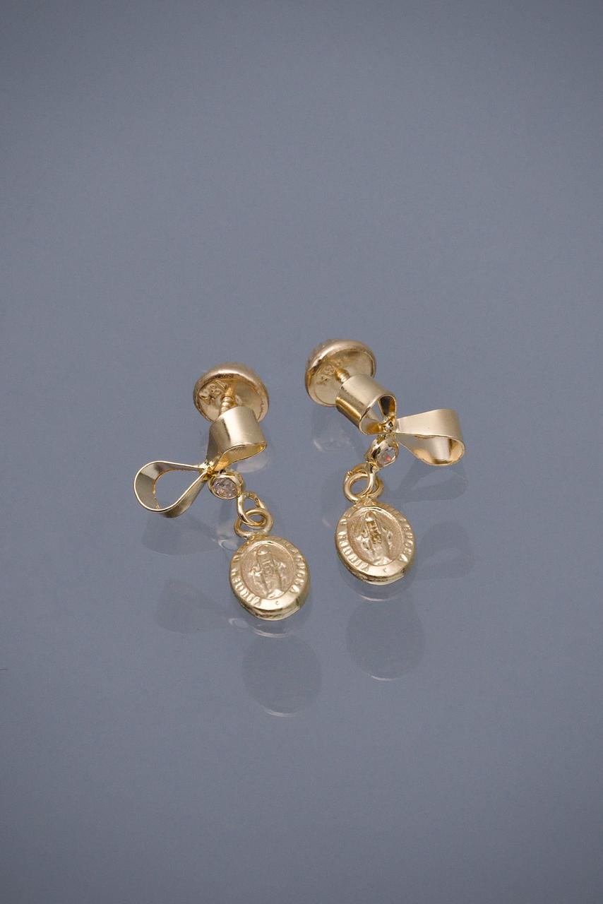 Topos moño con virgen de la milagrosa 1.1gr / Largo 1.7cm / Oro Amarillo Nac B