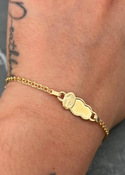 Pulso Bebe con Placa Virgen de la Milagrosa 1.4gr / 14cm / 8,3mm — Oro Amarillo