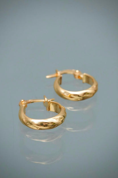 Candongas Semi Entorchadas 1.1gr / 1.4cm / 3mm — Oro Amarillo
