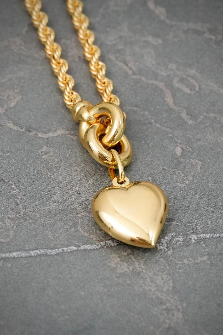 Cadena Lazo con Dije Corazon 10.35gr / 45cm / 3.2mm — Oro Amarillo