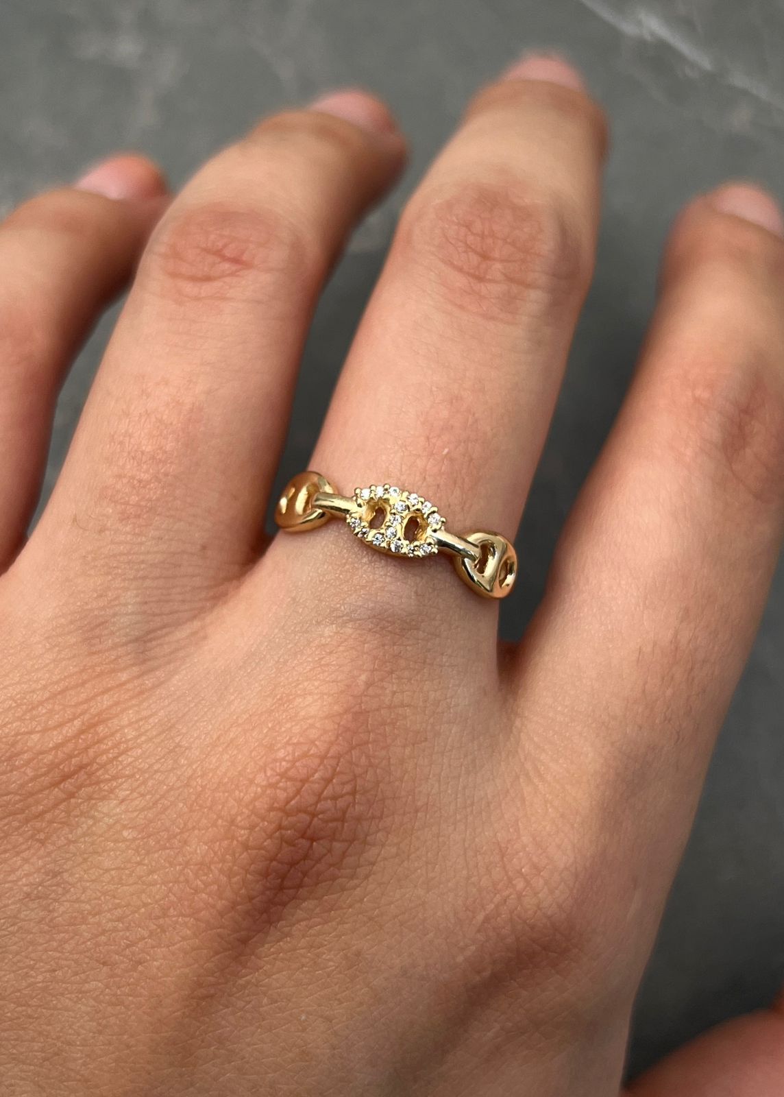 Anillo gc con swarovski blanco 2.05gr / TALLA 7 / Oro Amarillo Nac M