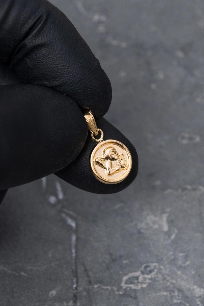 Dije medalla de angel 0.5gr / Largo 1.7cm / Oro Amarillo Nac B