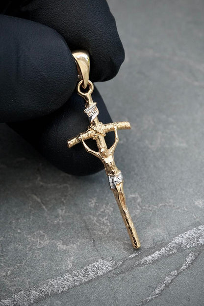 Dije cruz con cristo 2.35gr / Largo 4.2cm — Oro Amarillo
