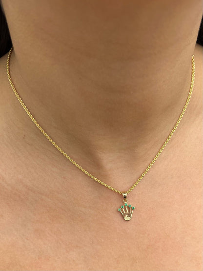 Dije corona rx con swarovski verde 1.15gr / Largo 1.8cm — Oro Amarillo