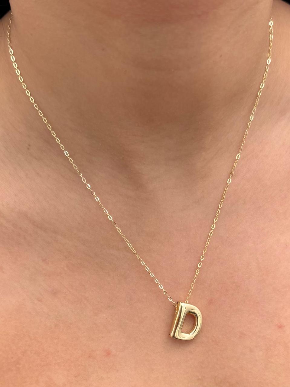 Set Cadena Aro Seguido Dije Letra D 1.35gr / Largo 45cm / Oro Amarillo Italy +3 B