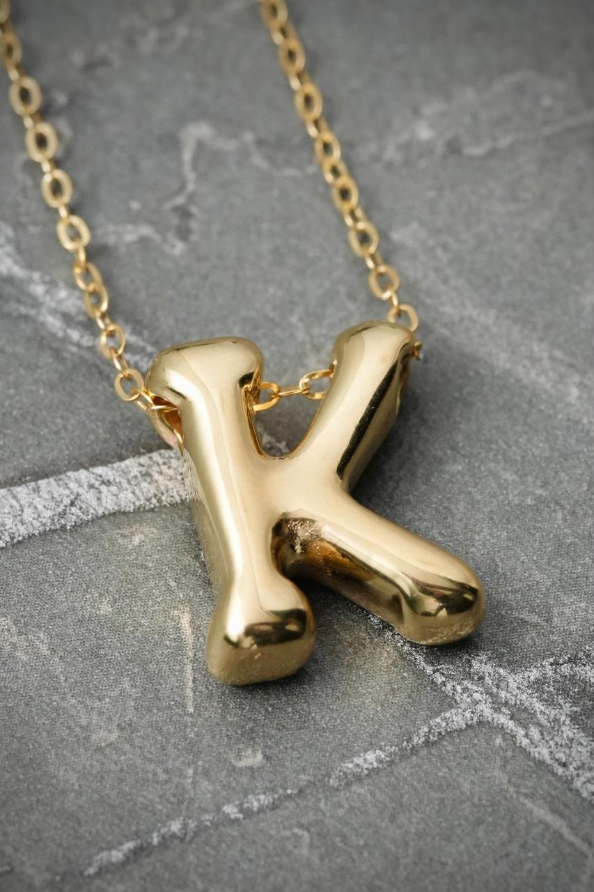 Set Cadena Aro Seguido Dije Letra K 1.5gr / Largo 45cm / Oro Amarillo Italy +3 B