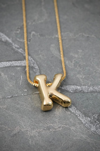 Set Cadena Diamantada Dije Letra K 2.5gr / Largo 45cm / Oro Amarillo Italy +3 B
