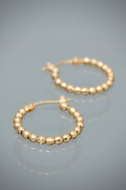 Candongas con bolas diamantadas 3.4gr / Largo 2cm — Oro Amarillo