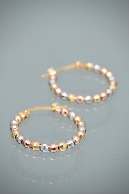 Candongas con bolas diamantadas 2.4gr / Largo 1.8cm — Tres Oros