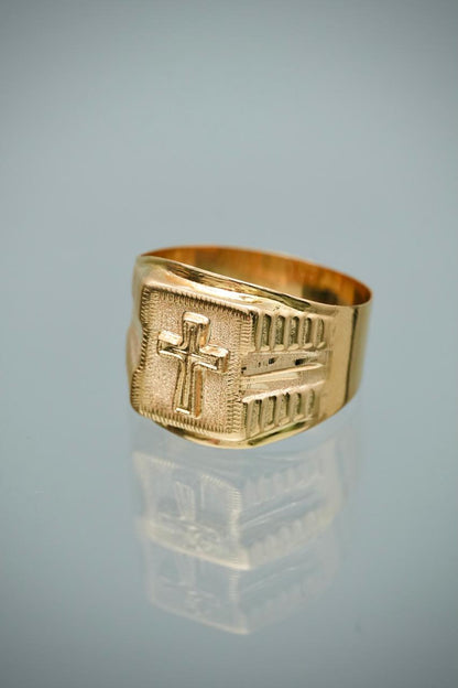 Anillo Cruz 3.4gr / Talla 10 3/4 / Oro Amarillo Nac B
