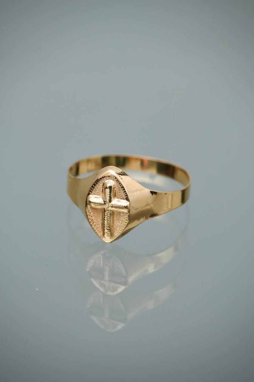 Anillo Cruz 1.5gr / Talla 9 / Oro Amarillo Nac B