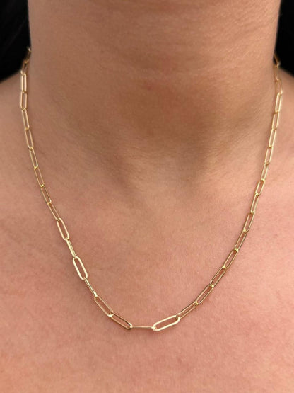 Cadena Paper Clip 3.4gr / 45cm / 2.9mm — Oro Amarillo